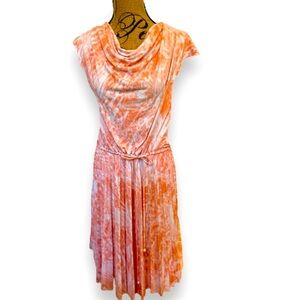 Ruby Rd. Spellbound Draped Neck MIDI Pleated Elastic Dress XL